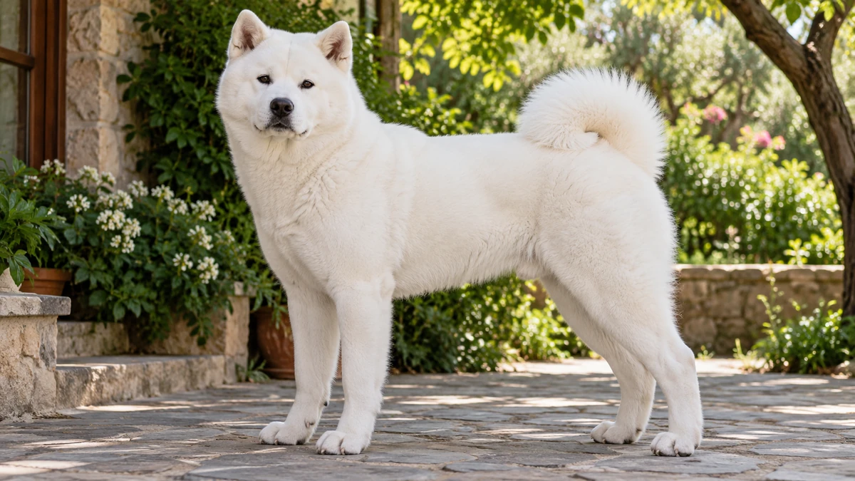 Akita Inu köpek — saf beyaz renk