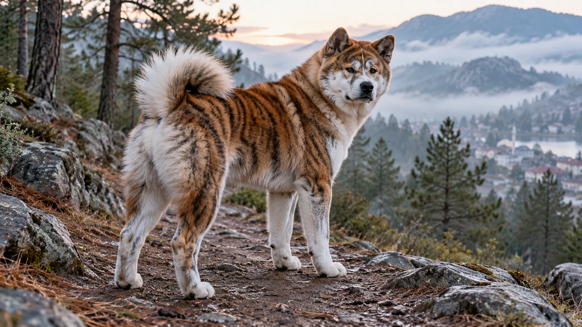 Akita Inu köpek — brindle (kaplan) renk