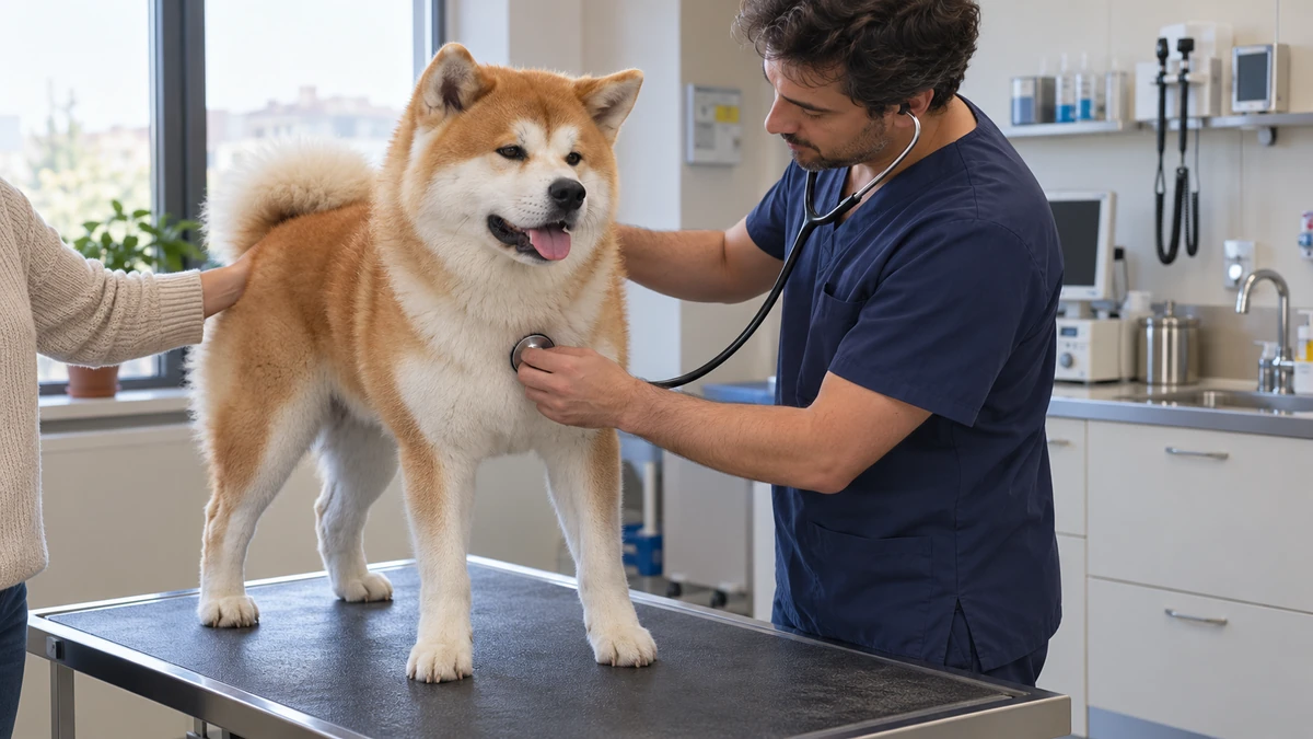 Akita Inu köpek — veteriner kontrolü