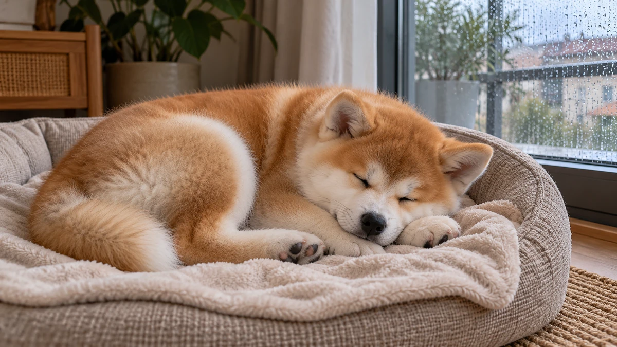 Akita Inu ilan — uyuyan Akita Inu yavru ilan fotoğrafı